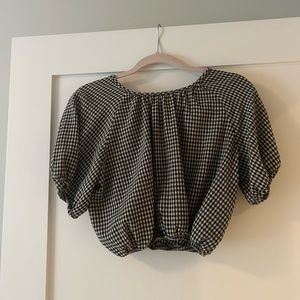 A Bronze Age cotton gingham blouse, size S